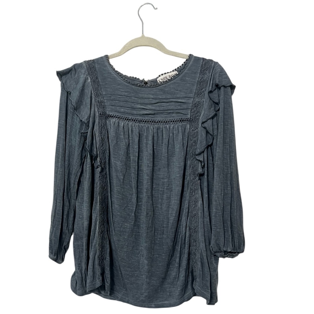 Knox Rose Blue Ruffled Tunic Top